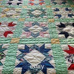 60x80 Vintage From 1950's Handmade Cotton Quilt