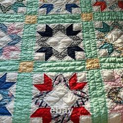 60x80 Vintage From 1950's Handmade Cotton Quilt