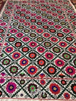 61 X 87uzbek Vintage Large Walldecor Quilt Bedding Handmade Embroidery Suzani