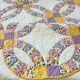 68x82 Gorgeous Handmade Vintage Double Wedding Ring Quilt