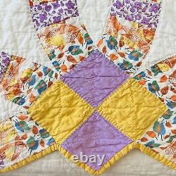 68x82 Gorgeous Handmade Vintage DOUBLE WEDDING RING QUILT