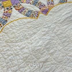 68x82 Gorgeous Handmade Vintage DOUBLE WEDDING RING QUILT