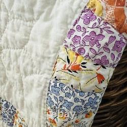 68x82 Gorgeous Handmade Vintage DOUBLE WEDDING RING QUILT