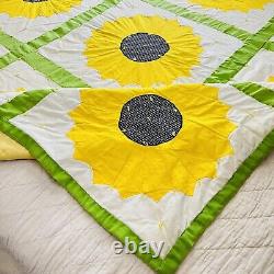 68x96 Vintage from 1980's Handmade Sunflower Quilt