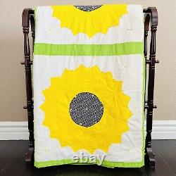 68x96 Vintage from 1980's Handmade Sunflower Quilt