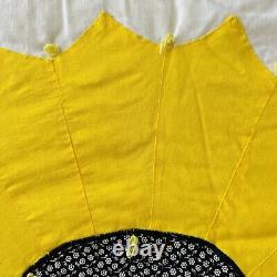 68x96 Vintage from 1980's Handmade Sunflower Quilt