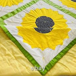 68x96 Vintage from 1980's Handmade Sunflower Quilt