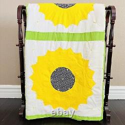 68x96 Vintage from 1980's Handmade Sunflower Quilt