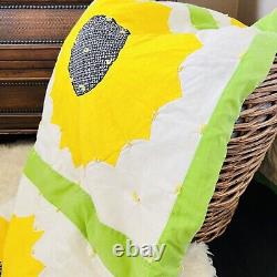 68x96 Vintage from 1980's Handmade Sunflower Quilt