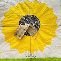 68x96 Vintage from 1980's Handmade Sunflower Quilt