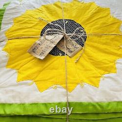 68x96 Vintage from 1980's Handmade Sunflower Quilt