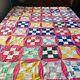 72x80 Vintage Handmade Quilt Top You Can Finish