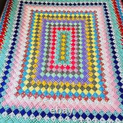 75x85 Gorgeous Homemade and Hand Stitched Cotton Quilt