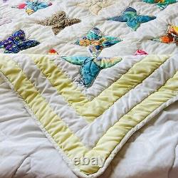 80x100 Vintage from 1980's Butterfly Quilt, Patchwork, Handmade