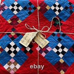 80x80 Vintage Handmade and Hand Stitched Cotton Patchwork Quilt