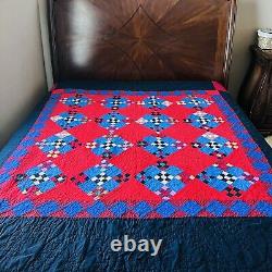 80x80 Vintage Handmade and Hand Stitched Cotton Patchwork Quilt