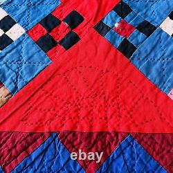 80x80 Vintage Handmade and Hand Stitched Cotton Patchwork Quilt