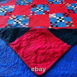 80x80 Vintage Handmade and Hand Stitched Cotton Patchwork Quilt