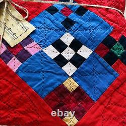 80x80 Vintage Handmade and Hand Stitched Cotton Patchwork Quilt