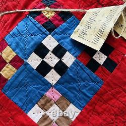 80x80 Vintage Handmade and Hand Stitched Cotton Patchwork Quilt