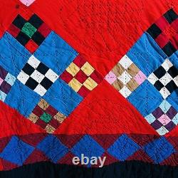 80x80 Vintage Handmade and Hand Stitched Cotton Patchwork Quilt