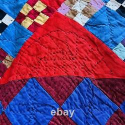 80x80 Vintage Handmade and Hand Stitched Cotton Patchwork Quilt