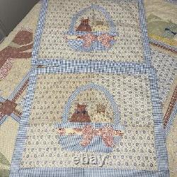 84 x 88 Handmade Quilt Vintage Cats with 2 Pillow Shams
