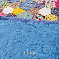 86x80Vintage Homemade Queen Size Cotton Quilt