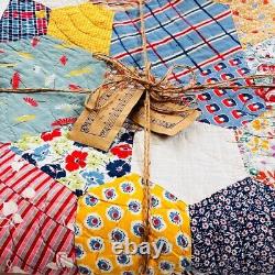 86x80Vintage Homemade Queen Size Cotton Quilt