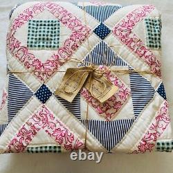 88x84Vintage handmade and hand stitched Queen quilt