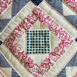 88x84Vintage handmade and hand stitched Queen quilt