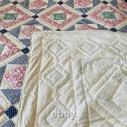 88x84Vintage handmade and hand stitched Queen quilt