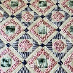 88x84Vintage handmade and hand stitched Queen quilt