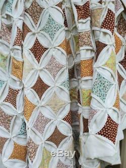 (9) WONDERFUL Vintage CATHEDRAL WINDOW Quilt Handmade