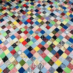 95x90 Vintage Handmade Quilt Top You Can Finish