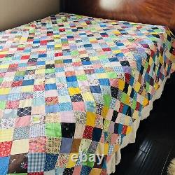 95x90 Vintage Handmade Quilt Top You Can Finish