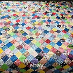 95x90 Vintage Handmade Quilt Top You Can Finish