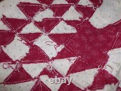 AMAZING 1900s Antique Quilt Top Red White Vintage TREE OF life Quilt 90 x70