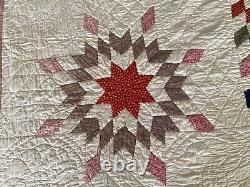 AMAZING 1910-20's LONE Star / BETHLEHEM Star with ACCENT STARS Earlier Fabrics