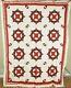 Amazing Vintage 1880's Crown Of Thorns Antique Quilt Top Sawtooth Border