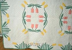 AMAZING Vintage 30's Marie Webster May Tulips Applique Antique Quilt BORDER