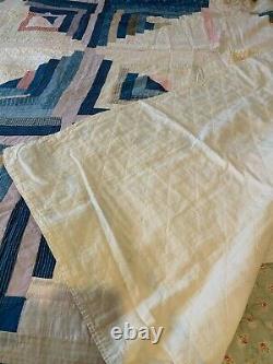 ANTIQUE Log Cabin Quilt early 1900's hand stitched Wonderful Condition