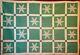 Applique Snowflake Quilt C. 1920-30 Green And White