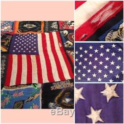 Amazing Vintage HARLEY DAVIDSON AMERICAN FLAG Handmade 72x77 Quilt Biker Blanket