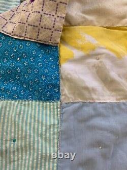 Amazing Vintage Quilt Hand Stitched Machine Cotton Yarn Tied Free Shipping