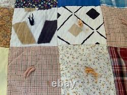 Amazing Vintage Quilt Hand Stitched Machine Cotton Yarn Tied Free Shipping