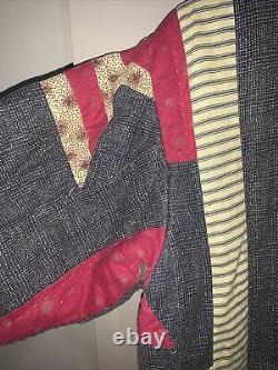 Amazing Vintage XL Handmade Patchwork Quilt Jacket Coat Nice Colors