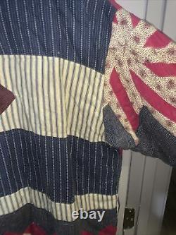 Amazing Vintage XL Handmade Patchwork Quilt Jacket Coat Nice Colors