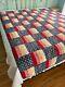 Americana Handmade Quilt New, Twin Size, Red White And Cream Vintage Style