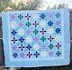 Amish Made Vintage Handmade Hand Quilted Star Pattern Multicolor Quilt 87x 78